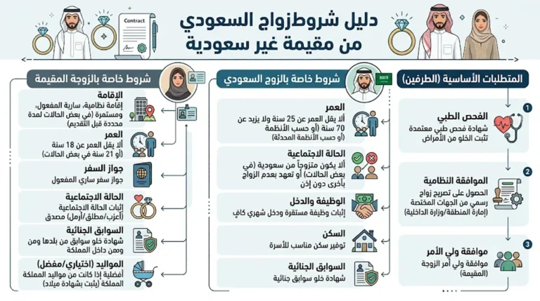 شروط زواج سعودي من اجنبية مقيمة